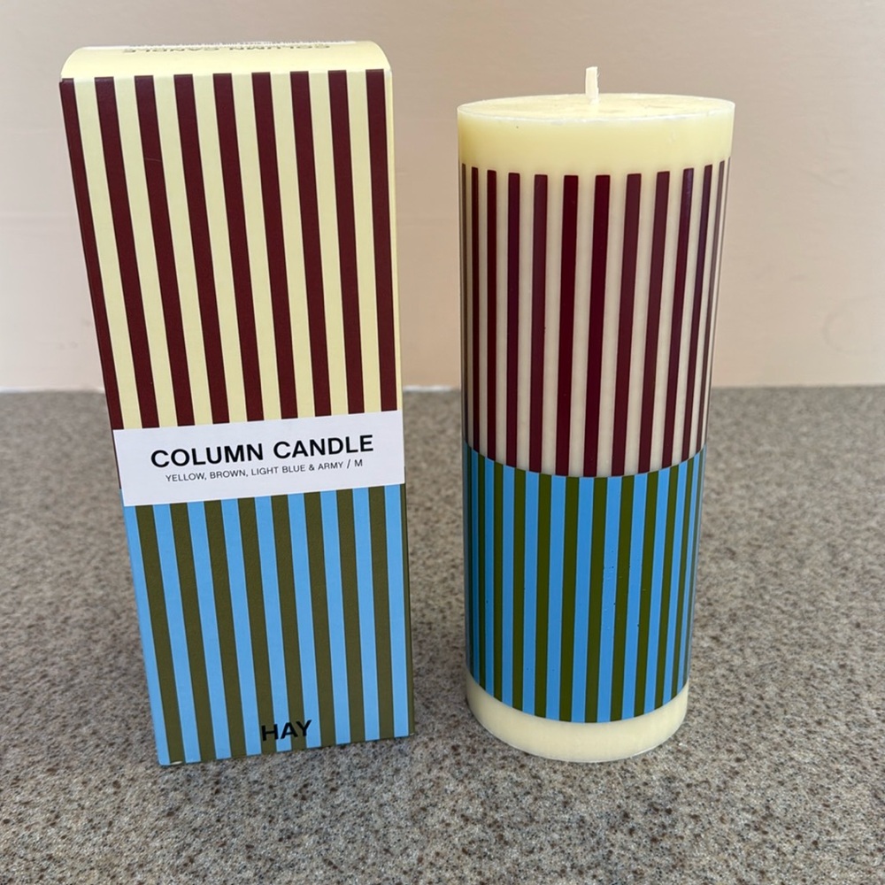 Candle Hay Yellow Brown Light Blue & Army Medium